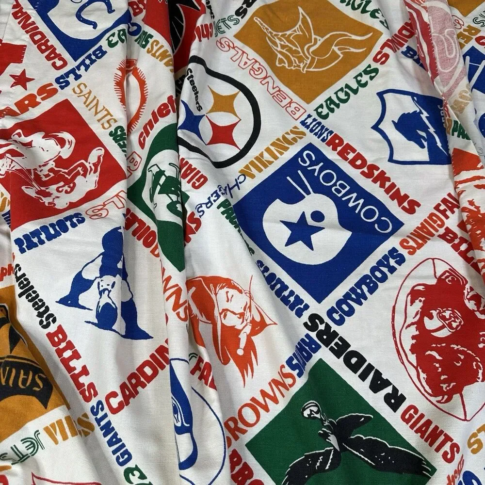 Vtg 1970s NFL Football Teams Logo SEARS‎ Perma-Prest Curtain 4 Panels